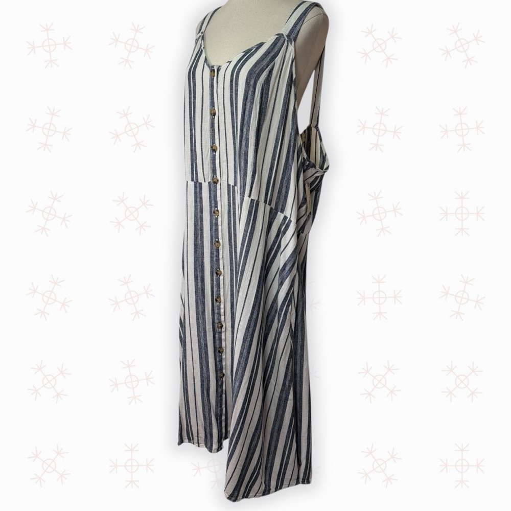 NWT Terra & Sky ‘Button Front Tank Dress’ in White & Navy Blue Stripe Plus Sz 2X - Picture 5 of 13